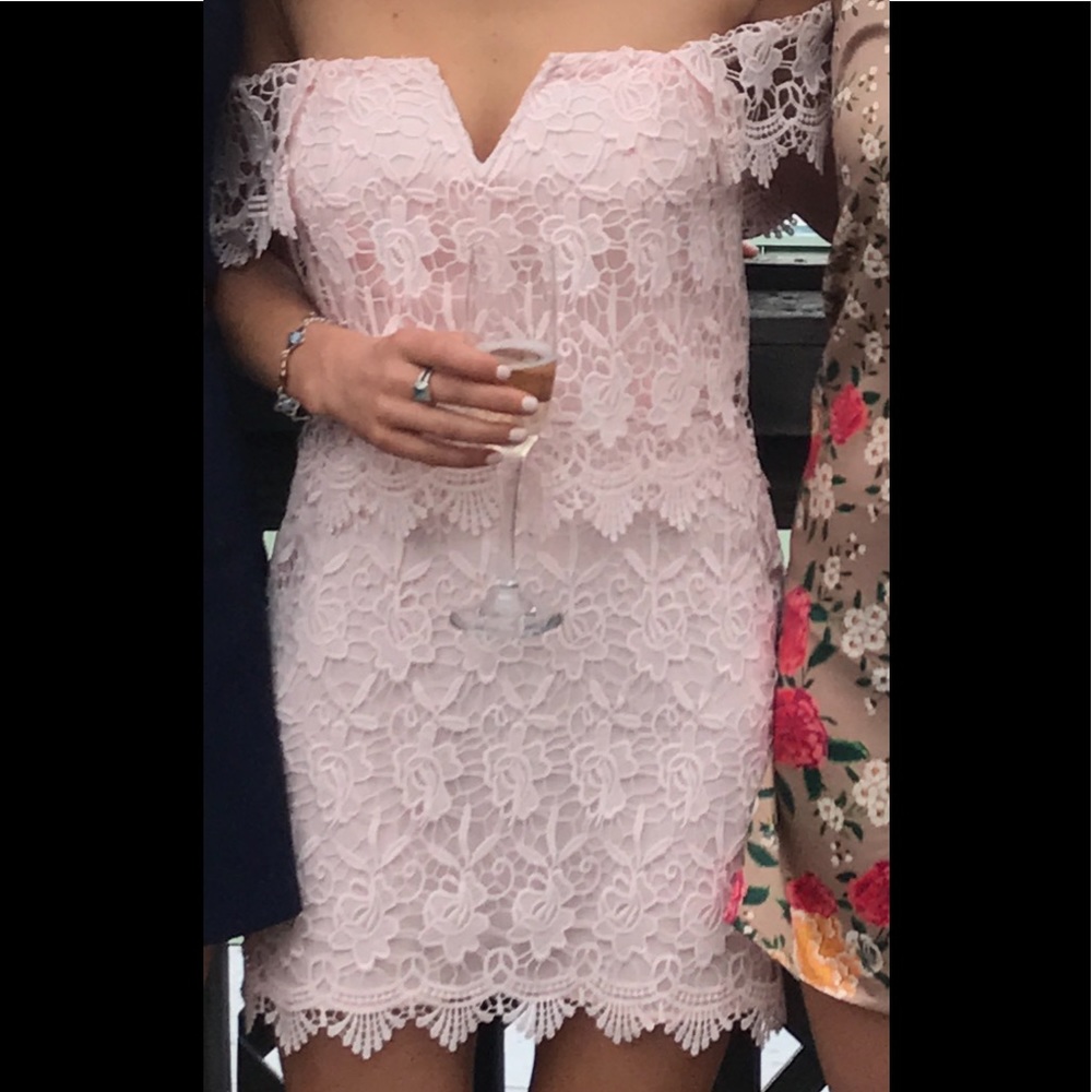 Yumi Kim mini baby pink lace dress